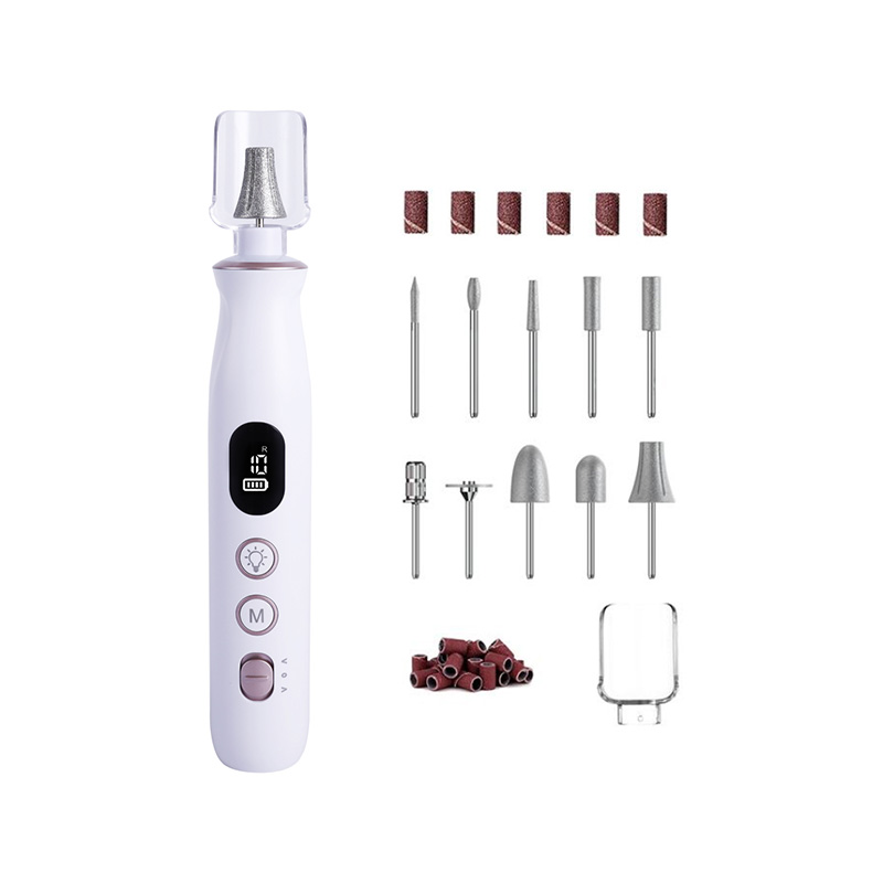 Kit de taladro de uñas eléctrico inalámbrico con 10 velocidades y 12 brocas